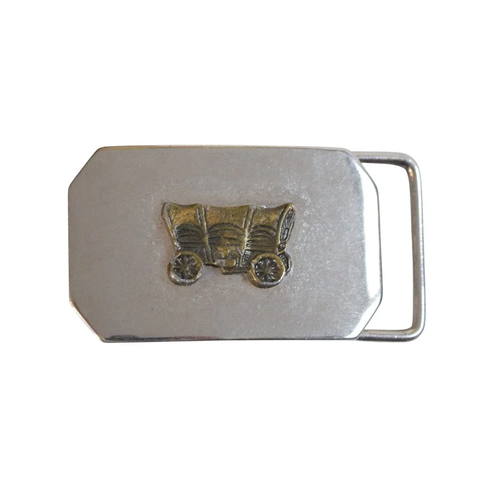 Kids Youth Western Belt Buckles Lot of 3 Made in USA Steer Wagon Saddle Silver